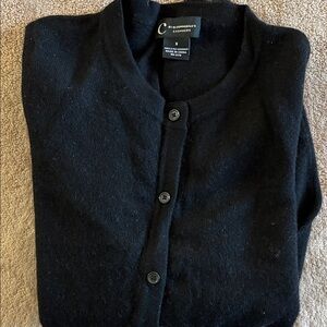 Bloomingdale's Classic Black Cashmere button up sweater.